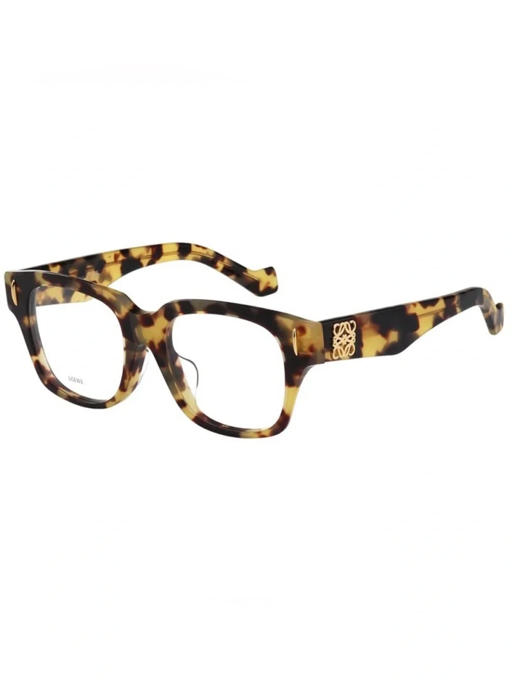 New Loewe LW50091F 056 Tortoiseshell Acetate Square Glasses Gold Logo Authentic